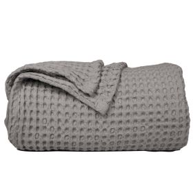 100% Cotton Waffle Weave Throw Blanket 50x70 inch Mineral Gray Color Lightweight Soft and Breathable Throw Blanket for All Season Skin Friendly Blanke