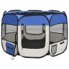 Foldable Dog Playpen with Carrying Bag Blue 35.4"x35.4"x22.8"