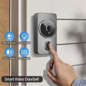 1pc smart wireless doorbell, smart 2.4G WIFI video doorbell, Tuya APP smart system control, two-way intercom, night vision function, video call (Color: Grey)