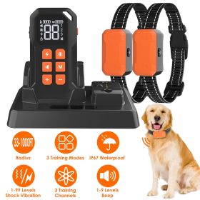 2 In 1 Wireless Electric Dog Fence With Training Collar IP67 Waterproof Pet Beep Vibration Shock Boundary Containment System for Small Medium Large Do (type: 2 Collar)