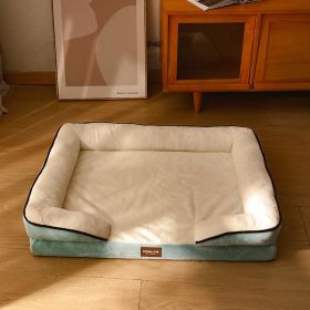 Dog Bed, Bolster Dog Bed with Memory Foam Dog Couch Sofa and Removable Washable Cover (Color: Urquoise Green and White, size: 39.4*31.5'' Up to 88lbs)